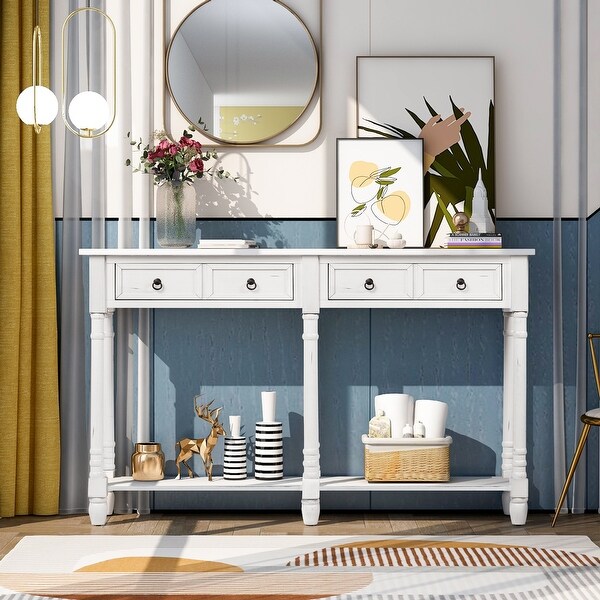 Console Table Entryway with Drawers and Shelf