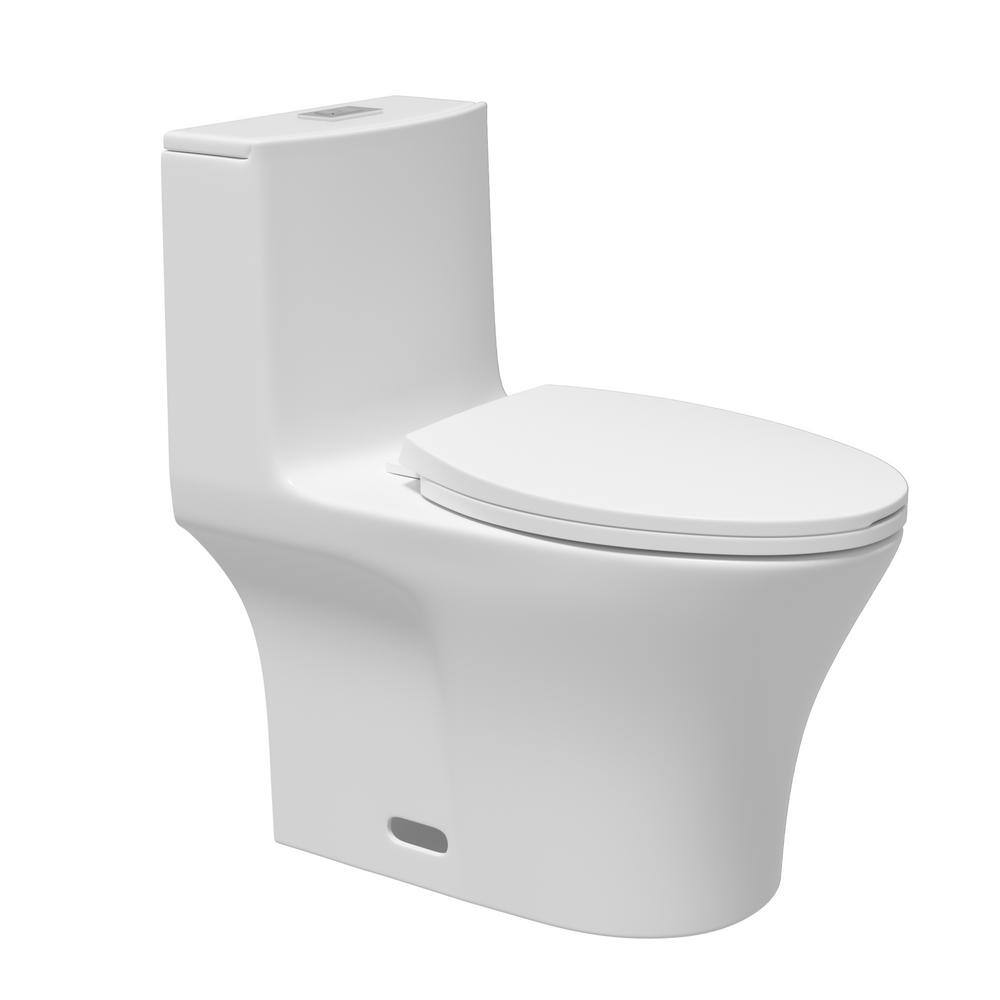 tunuo 1-Piece 1.11.6 GPF Dual Flush Elongated Toilet in White Seat Included SF-YBS-125