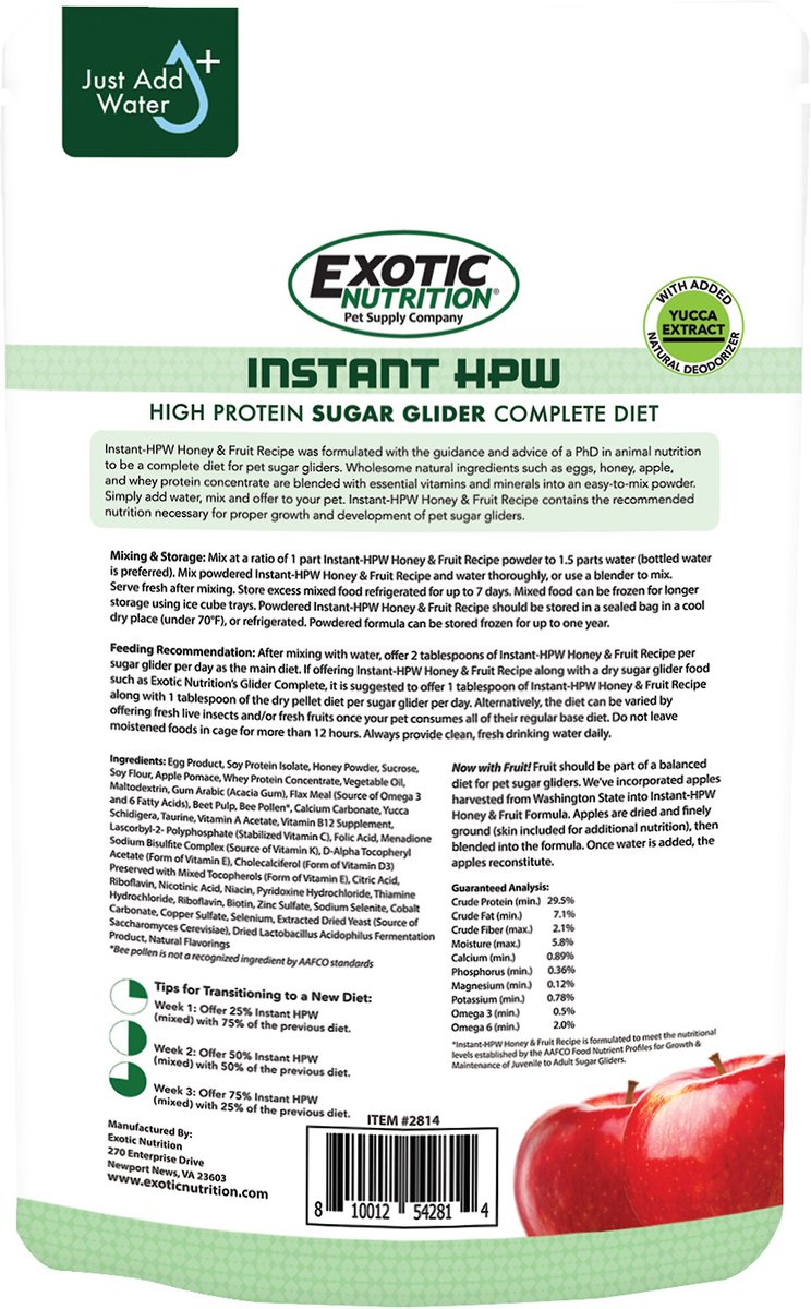 Exotic Nutrition Instant-HPW Honey and Fruit Sugar Glider Food