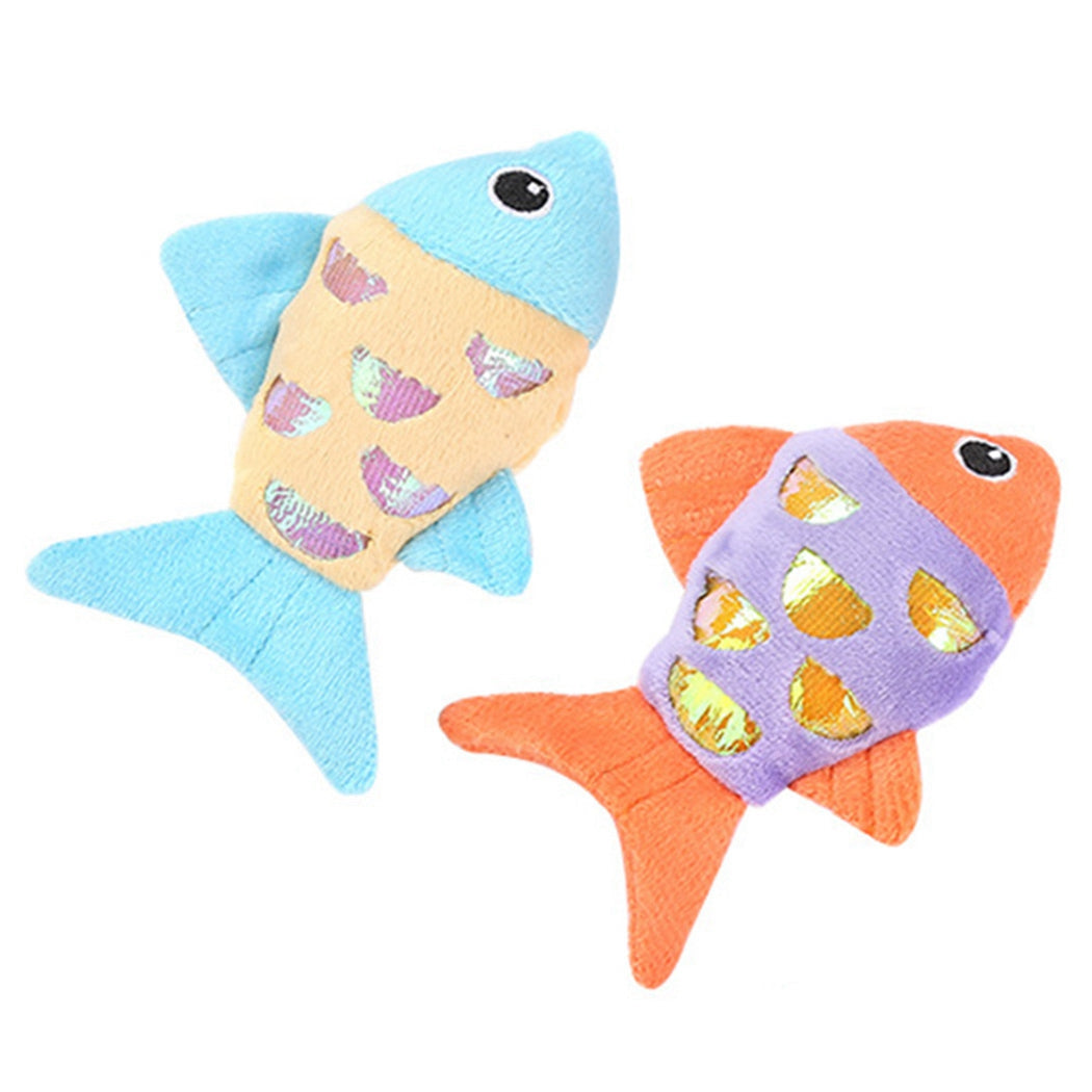 Cat Catnip Toy Plush: 2PCS Fish Design Crinkle Cat Chew Toy Kitten Teething Toy