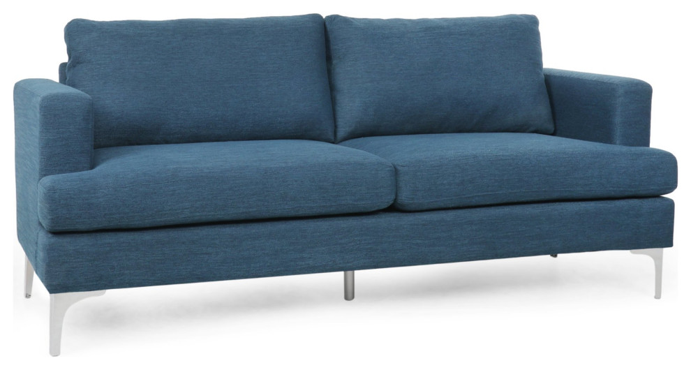 Elegant Sofa  Silver Legs With Oversized Padded Seat  ampSquare Arms   Midcentury   Sofas   by Decorn  Houzz