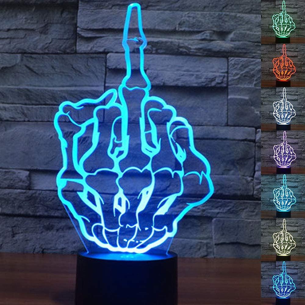 3d Optical Illusion Middle Finger Night Light Toy Lamp，remote Control，dimmable，battery Or Usb Powered，7 Colors Change Christmas Birthday Gift For Boys