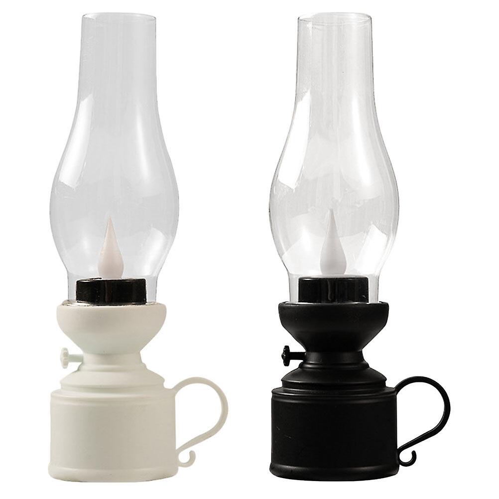 2pcs Vintage Plastic Kerosene Lamp Retro Oil Lamp Vintage Lamp Electronic Lamp Adornment