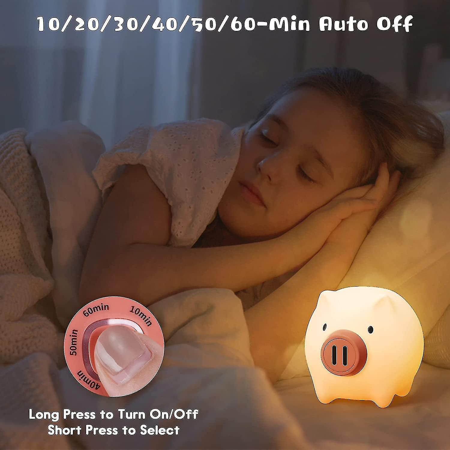 Cute Night Light For Kids， Kawaii Vicopig Silicone Squishy Nursery Night Light For Baby Girl Gift， R