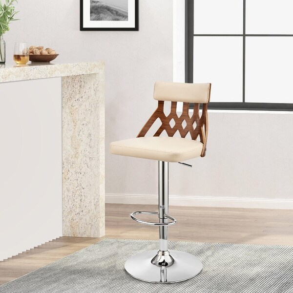 Swivel Barstool with Cut Out Back and Pedestal Base - 20 L X 19 W X 45 H Inches