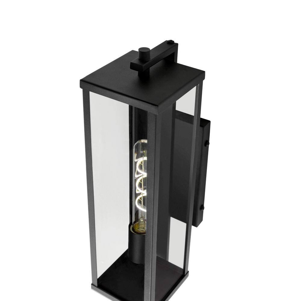 Hampton Bay Meadow Modern 1-Light Matte Black Hardwired Outdoor Large Rectangle Wall Lantern Sconce WWL-005-L-MB