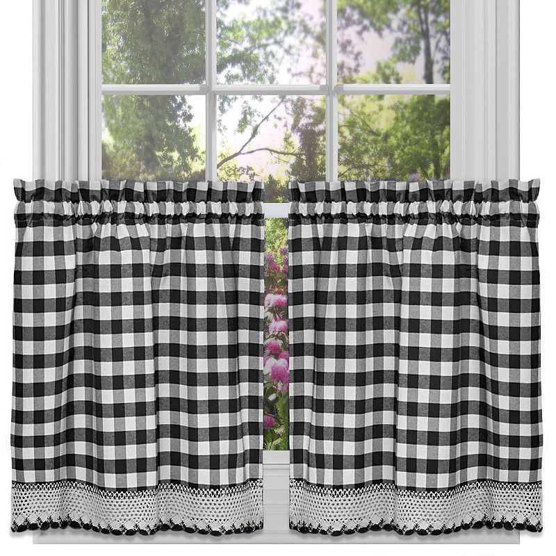 Sweet Home Buffalo Check Gingham Kitchen Curtain Tier Pair