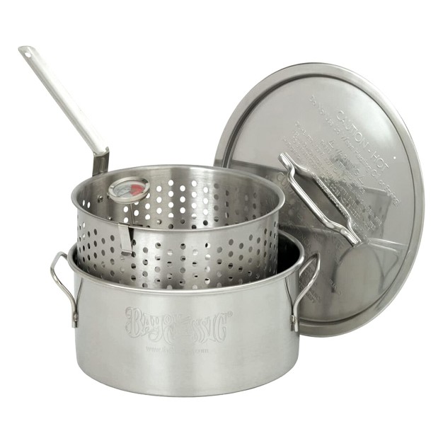 Bayou Classic Durable 10 Qt Stainless Steel Fry Pot perforated Basket 2 Pack