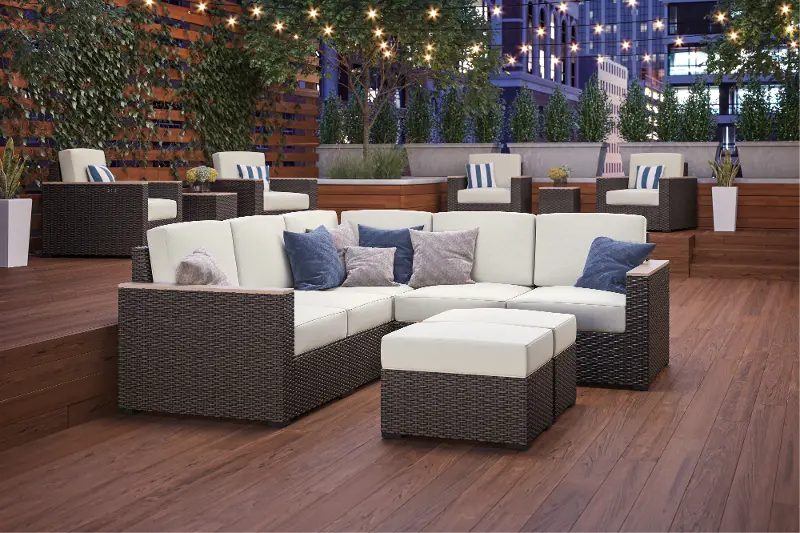 Palm Springs Brown Outdoor 5 Seat Sectional