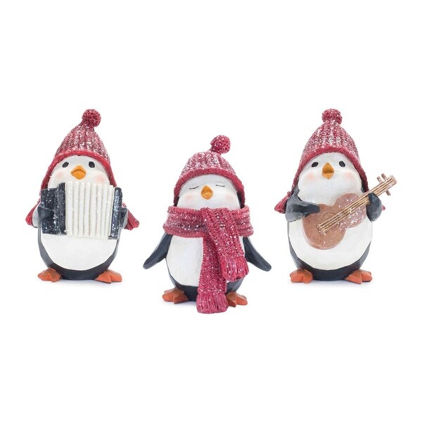 Set of 3 Musical Penguin Christmas Tabletop Figurines 5.75