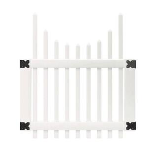 Veranda 3-12 ft. W x 4 ft. H White Vinyl Chatham Scalloped Top Spaced Picket Fence Gate 181983