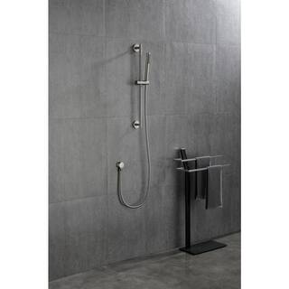 Flynama 1-Handle 1-Spray Wall Mounted Shower Faucet with 28-Inch Slide Bar and 59-Inch Hose in Brushed Nickel J-X-W127281863