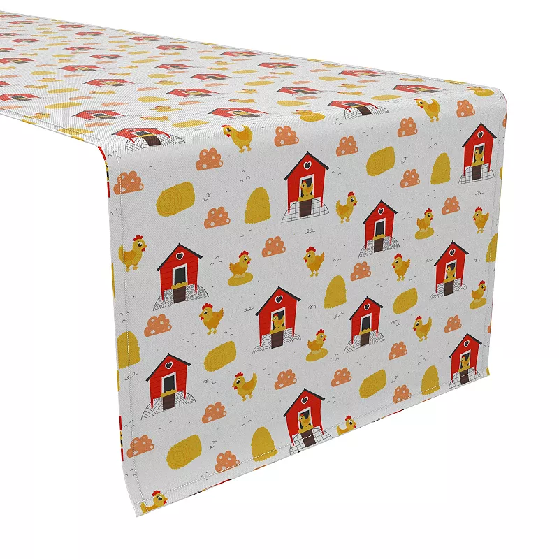 Table Runner， 100% Cotton， 16x108， Cartoon Farm