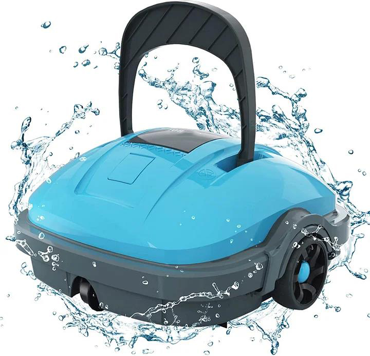 Cordless Robotic Pool Cleaner, Automatic Pool Vacuum, IPX8 Waterproof, Dual-Motor, 180μm Fine Filter, Ideal for Above Ground Pool and Flat Bottom In Ground Pool Up to 525 Sq.Ft,