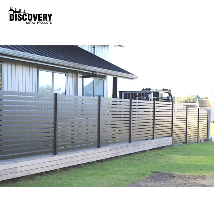 China supply garden yard aluminum slat fence black powder coated security fence panel modern houses metal fencing