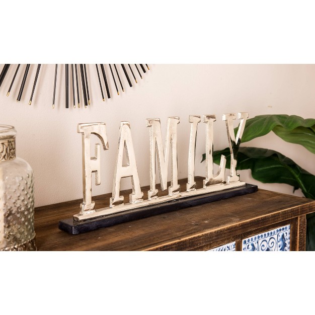 X 8 quot Modern Aluminum And Marble quot family quot Sign Sculpture Silver Olivia amp May