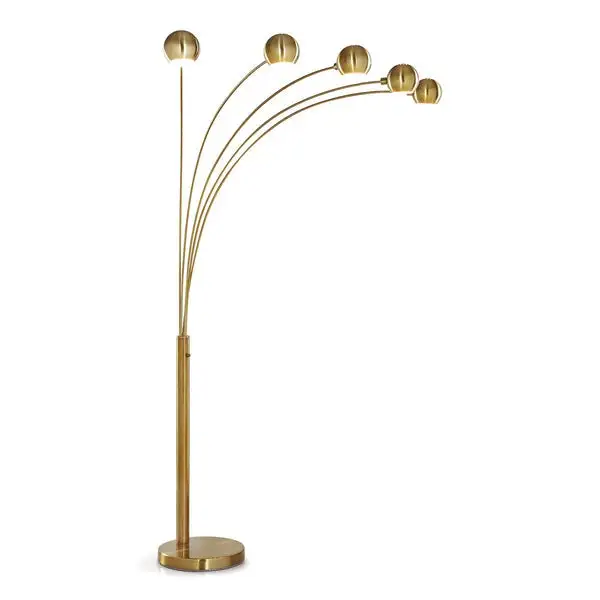 Orbs 5-light Dimmable Arch Floor Lamp - Antique Brass