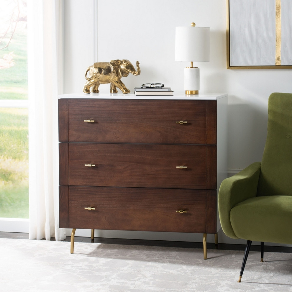 Clara 3 Drawer Chest White/ Walnut   Modern   Accent Chests And Cabinets   by Virgil Stanis Design  Houzz