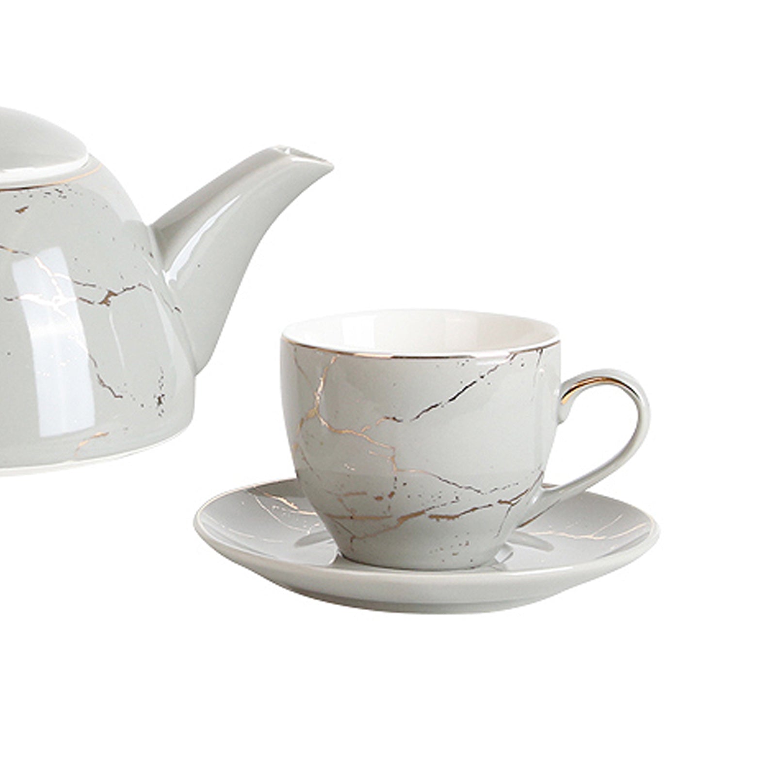 Grey & Golden Coffee/Tea  Cup And Plate Fa-D2059A