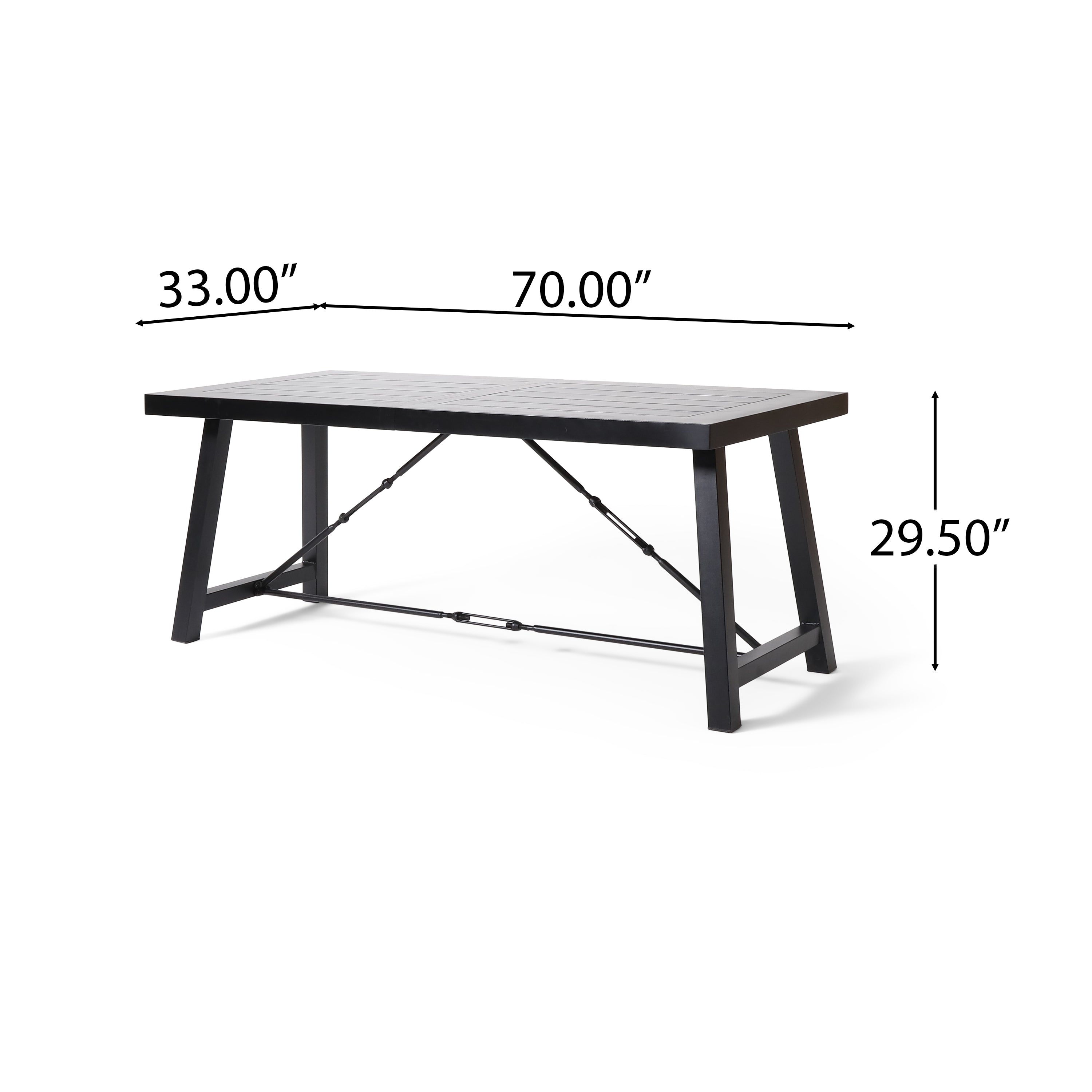 Leeward Modern Industrial Iron and Wood 7 Piece Dining Table, Black, Dark Brown, and Espresso