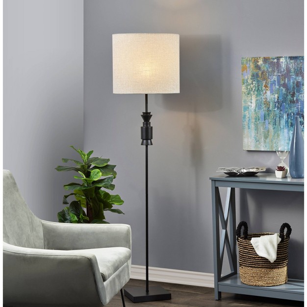 Elton Rubber Wood Floor Lamp Black Adesso