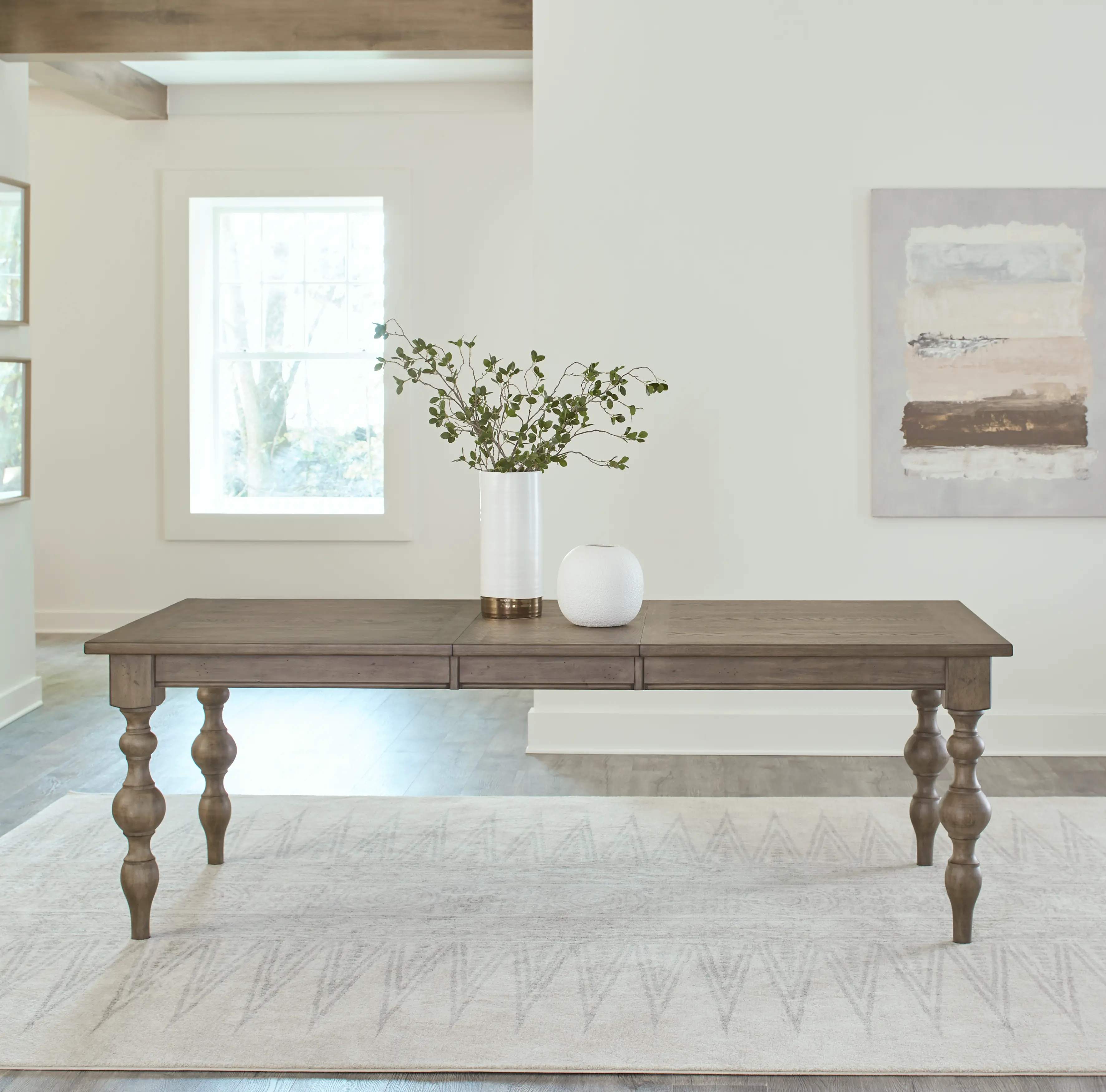 Americana Farmhouse Taupe Dining Room Table