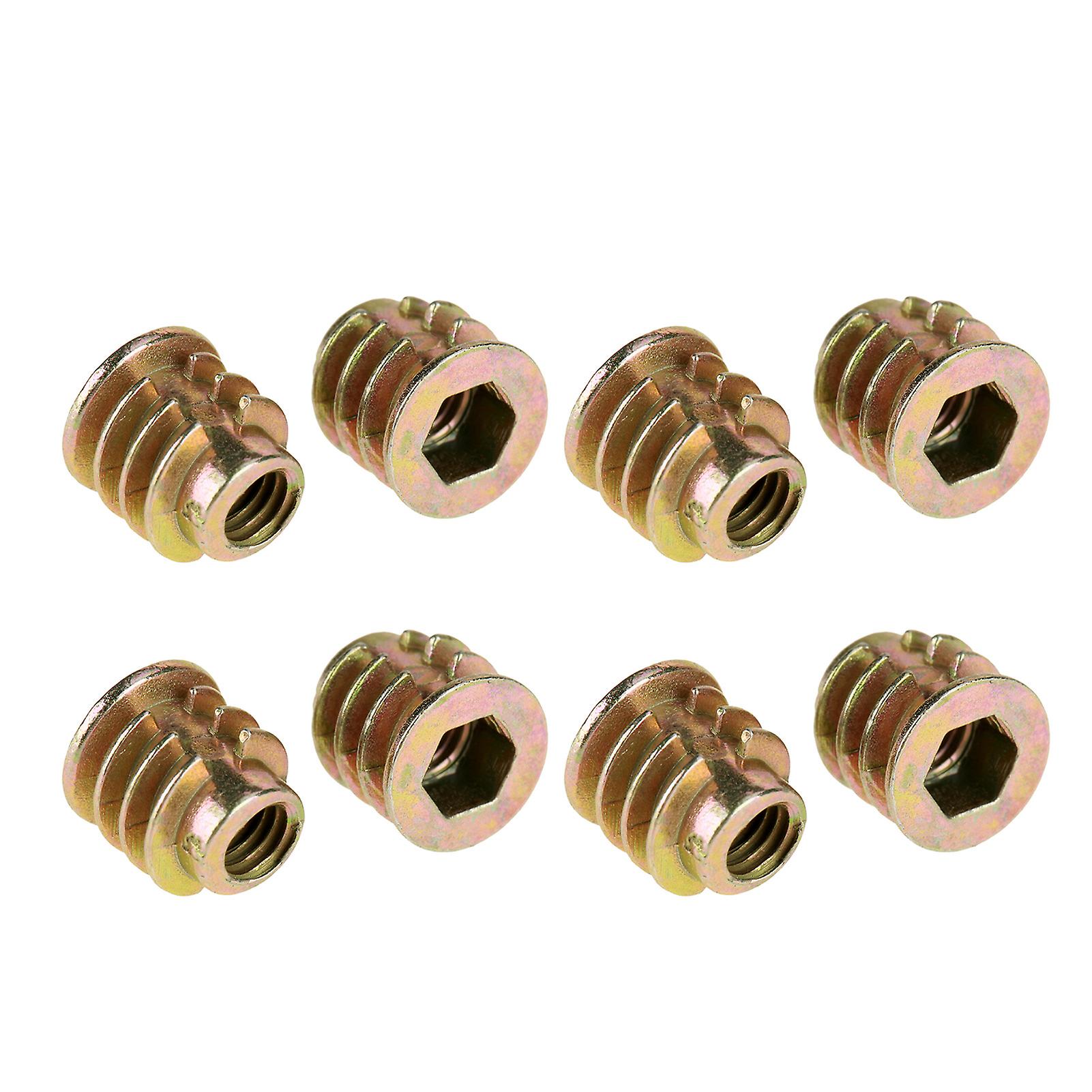 50Pcs M4*8mm Zinc Alloy Hex Drive Head Furniture Nuts Threaded for Wood Insert