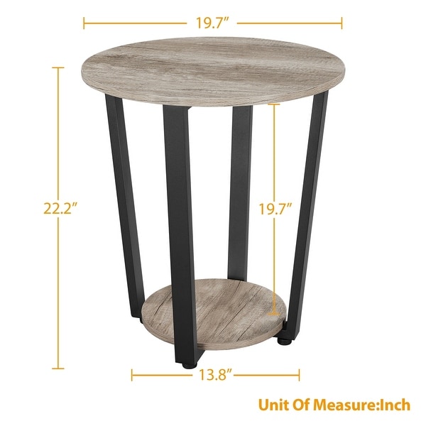 Yaheetech Metal Side Table Round End Table with Storage Rack