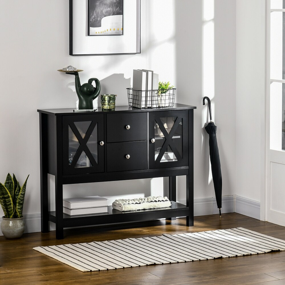 Sideboard Kitchen Cabinet with Storage Drawers and Glass Door