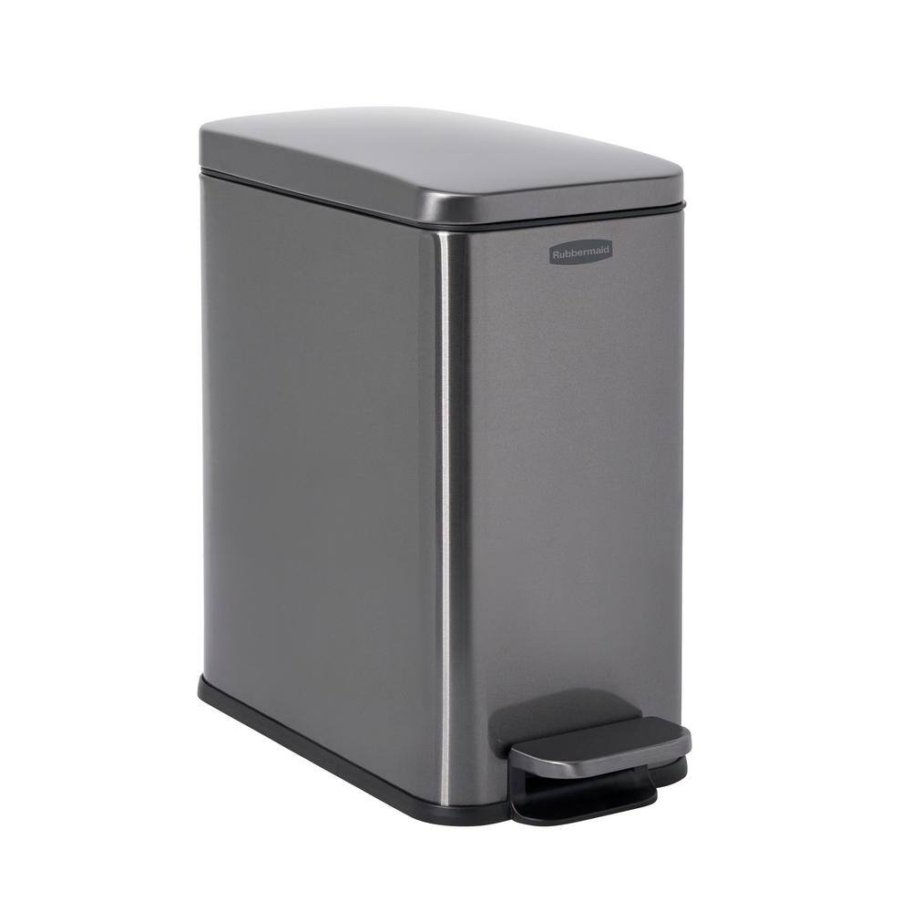 Rubbermaid 2.6 Gal. Stainless Steel Rectangular Step-On Household Metal Trash Can 2179281