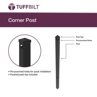 TuffBilt 2 in. x 2 in. x 70 in. Black Aluminum Fence Corner Post 73055198