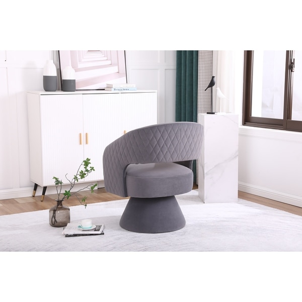 Velvet Swivel Rhombus Accent Chair Armchair， Round Barrel Chair Single Sofa Lounge Chair Barrel Chair for Living Room Bedroom