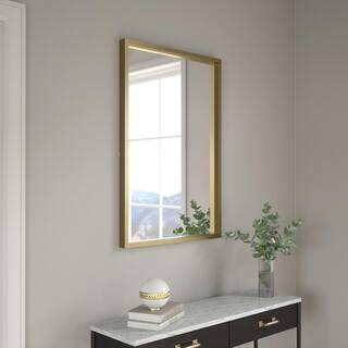 Delta 24 in W. x 36 in H. Framed Rectangular Wall Bathroom Vanity Mirror in Matte Gold RRFTF24-MGD-R