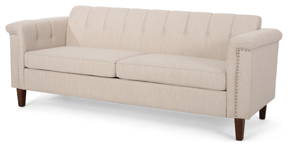 Alessandro Channel Stitch Fabric 3 Seater Sofa   Transitional   Sofas   by GDFStudio  Houzz