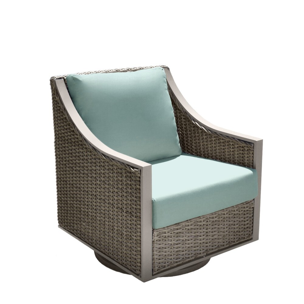 Abbyson Memphis Outdoor Wicker Swivel Chair (Set of 2)