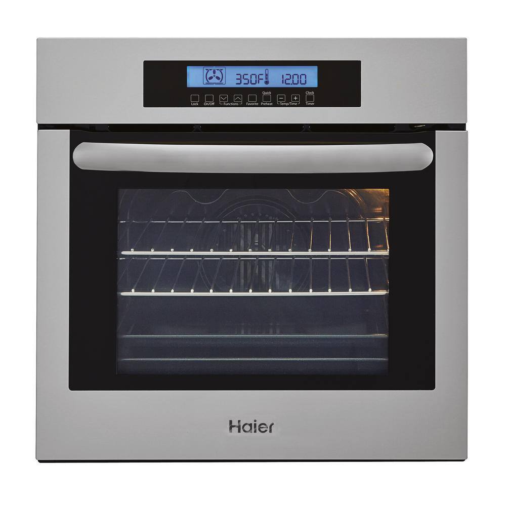 Haier 24 in. Single Electric Wall Oven with Convection in Stainless Steel HCW2360AES