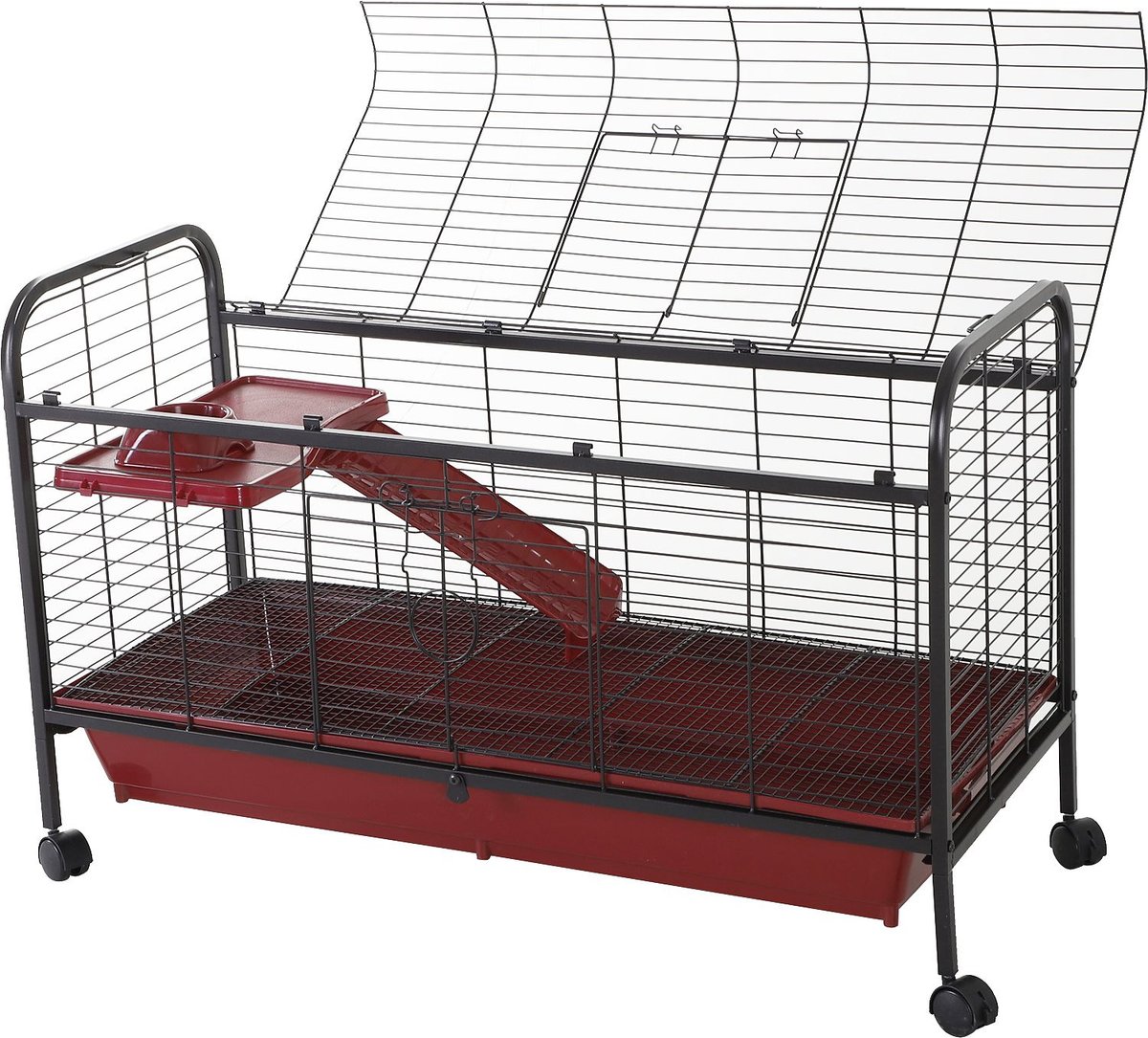 PawHut Platform and Ramp Small Pet Cage