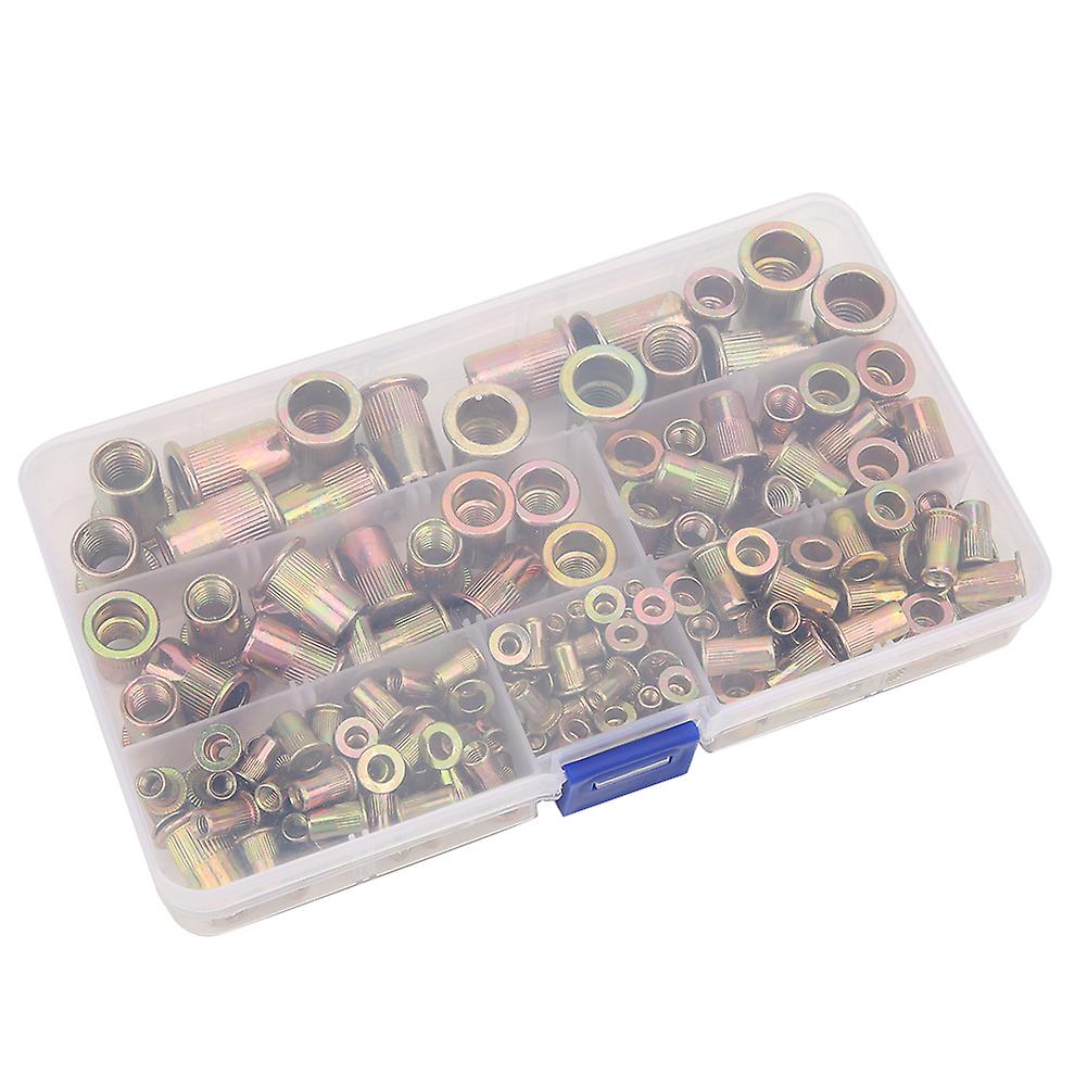 175 Pcs M3 M4 M5 M6 M8 M10 Rivet Nuts Assortment Kit Flat Head Open End Threaded Insert Nutserts Assortment