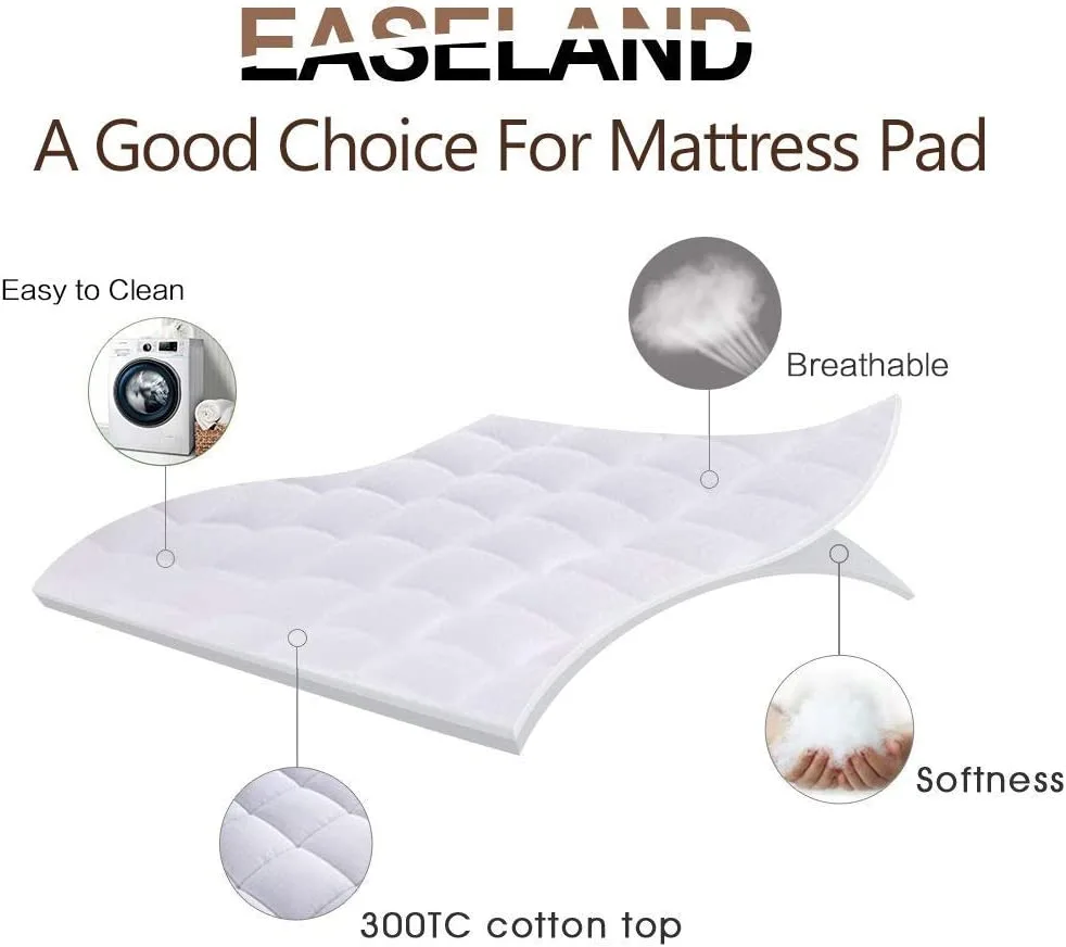 Queen Size Mattress Pad Pillow Top Mattress Cover Quilted