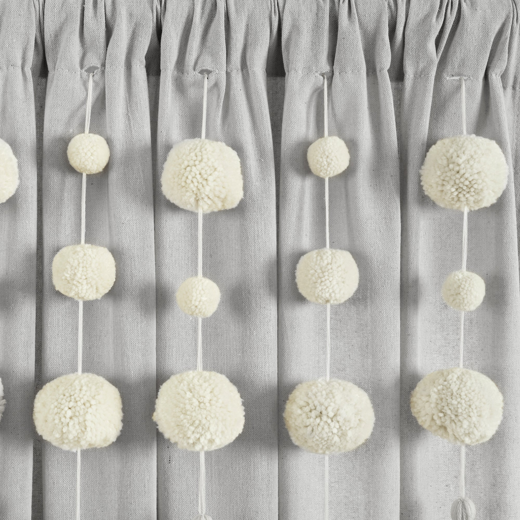 Boho Pom Pom Tassel Faux Linen Window Curtain Panel