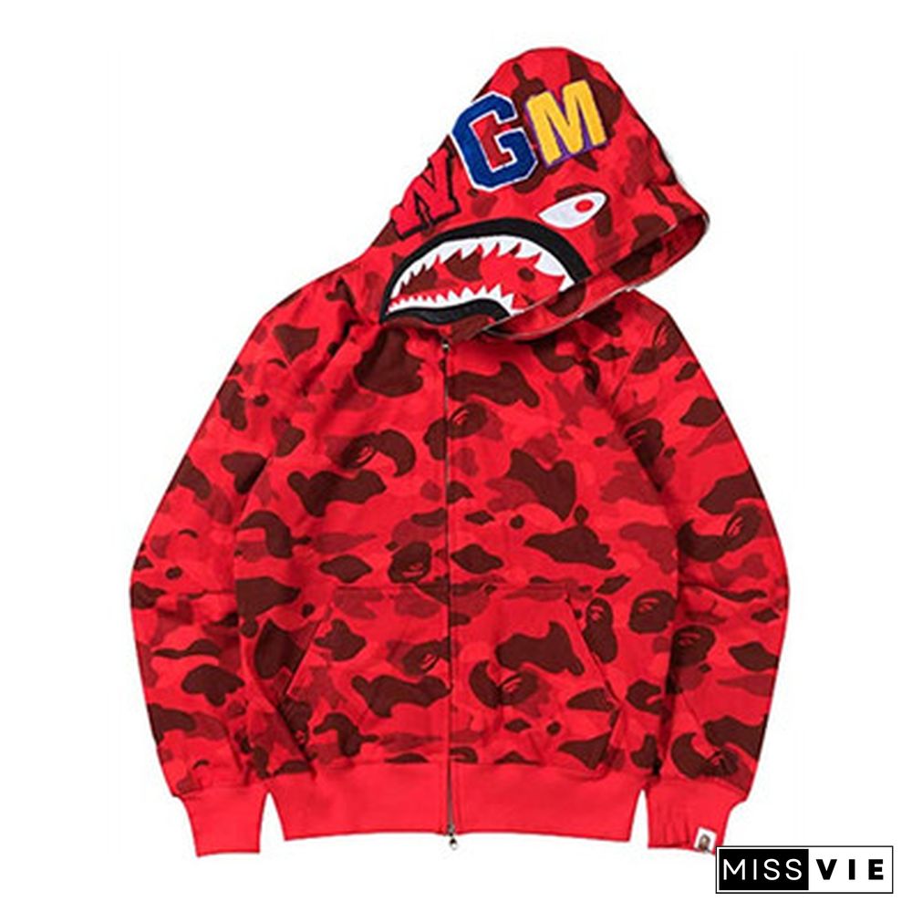 Fashion Shark Head Print Sweatshirt Hooded Jacket