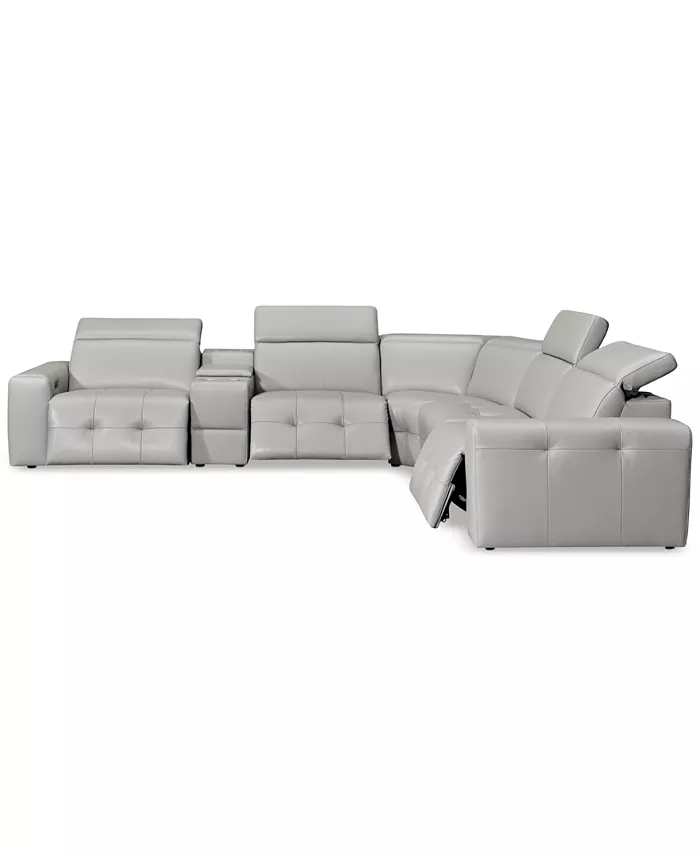 Furniture CLOSEOUT! Haigan 6-Pc. Leather L Shape Sectional Sofa with 3 Power Recliners