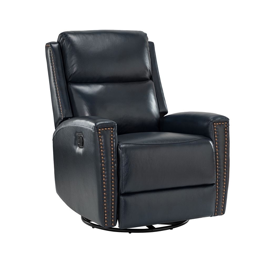 Fiacro 30.31''Wide Modern Genuine Leather Wingback Swivel Rocker Recliner With Tufted Back