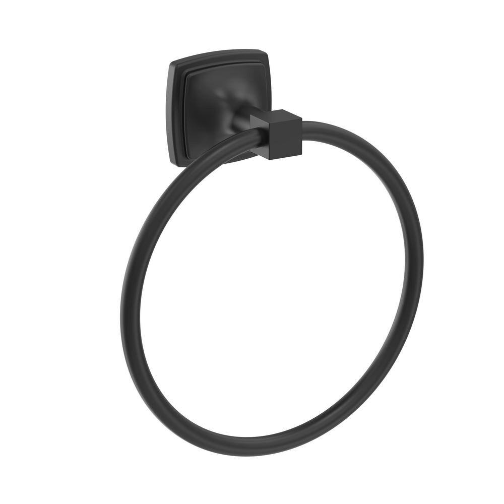 Amerock Stature 7-916 in. (192 mm) L Towel Ring in Matte Black BH36092MB