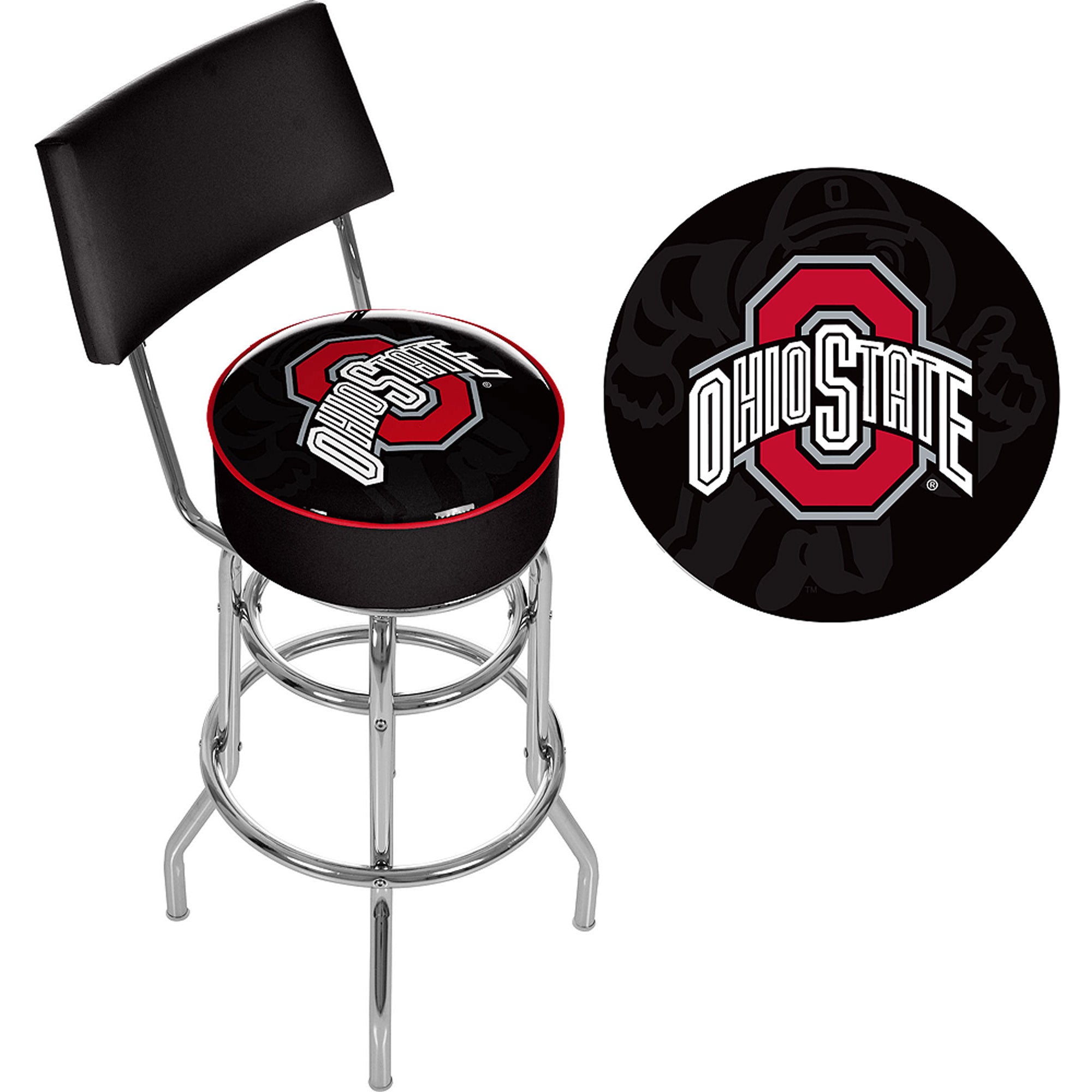 Ohio State Faded Brutus Padded Barstool with Back