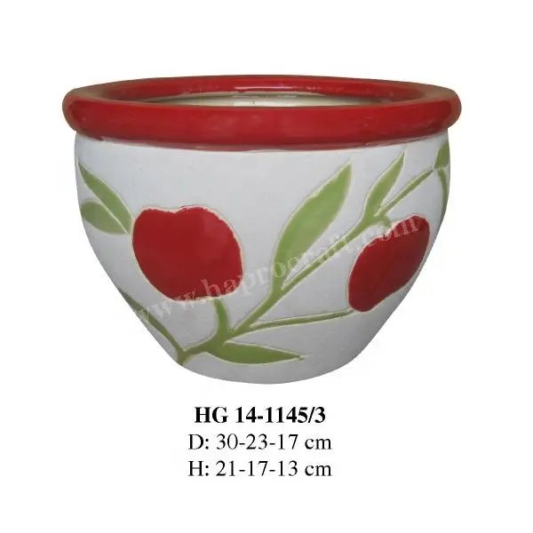 Ceramic flower pots and planters from Vietnam  set of 4  indoor and outdoor flower pots garden products