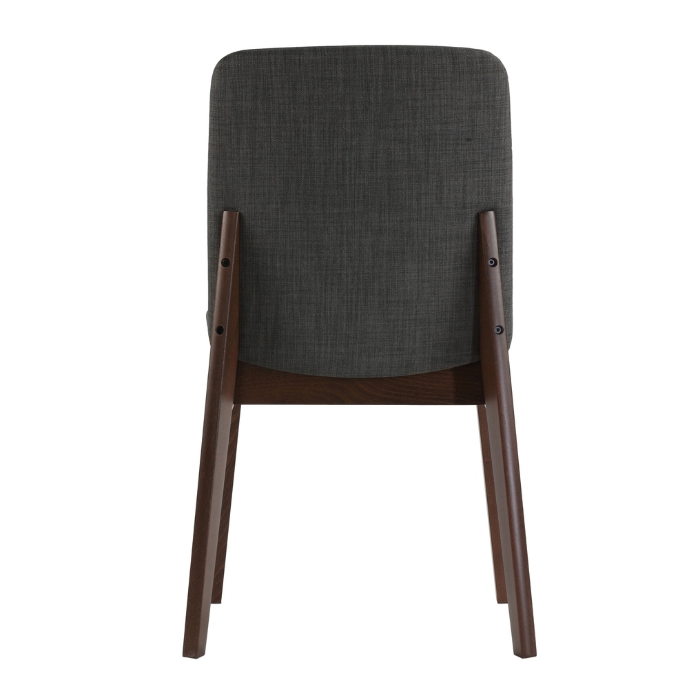 Cortesi Home Bjorn Dining Chair in Charcoal Fabric  Walnut Finish (Set of 2)