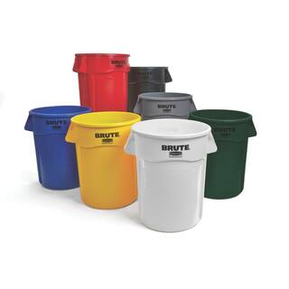 Rubbermaid Commercial Products Brute 44 Gal. Grey Round Vented Outdoor Trash Can (3-Pack) 2031187-3