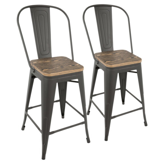 Oregon Industrial High Back Counter Stool in Grey ...