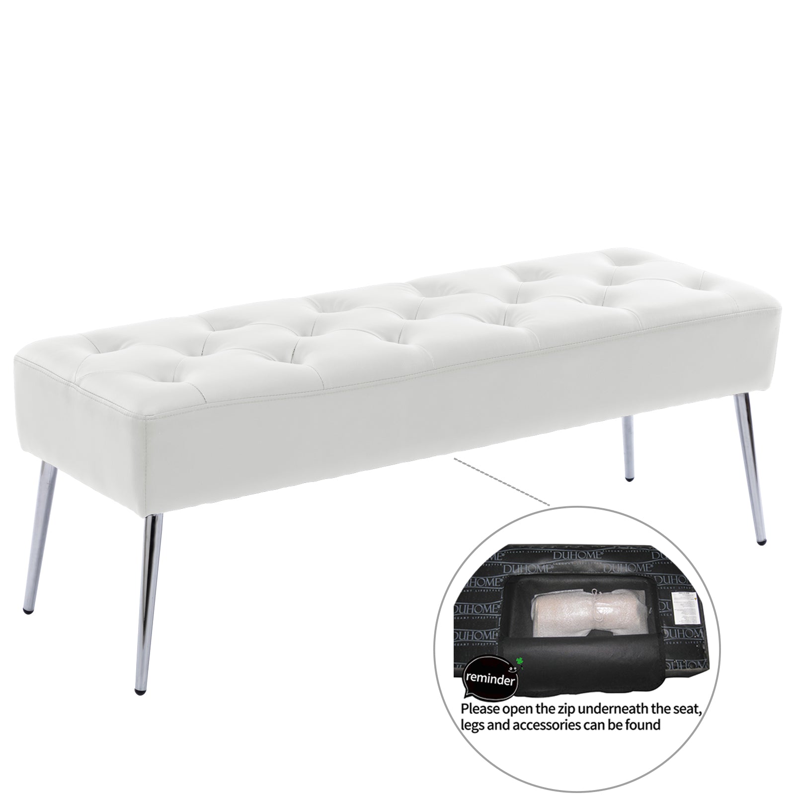 Duhome Elegant Lifestyle Bench Faux Leather Upholstered Bench for Bedroom Entryway Modern Tufted White